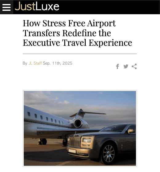 Emelx featured in JustLuxe — luxury airport transfers across Southern California