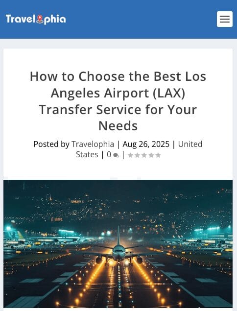 Emelx featured in Travelophia — luxury airport transfers across Southern California