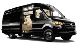 Spotless Emelx black car with luxury interior and professional driver