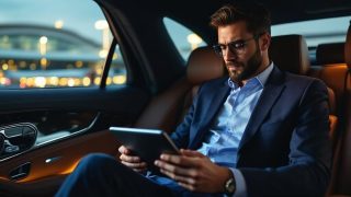 Business man in a luxury car Business man in a luxury car